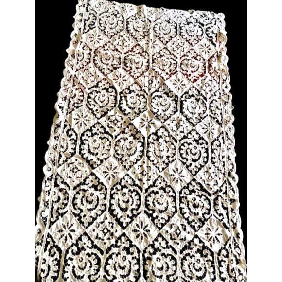 1910s, 1920s Vintage Antique Lace Panels Pair, 50 by 25 1/2 Inches - Picture 1 of 5